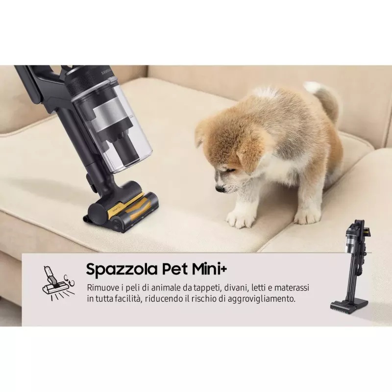 Aspirador vertical Samsung VS20C9554TK — bateria de iões de lítio, 580 W, sem saco 0,8 l, ciclone, preto
