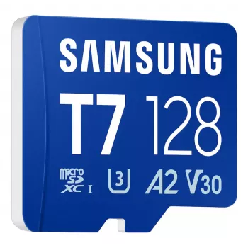 Cartão de memória MicroSDXC Samsung T7 128 GB UHS-I U3 V30 170 MB/s azul