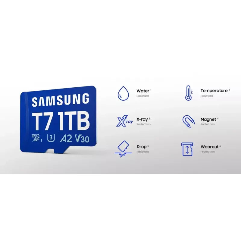 Cartão de memória MicroSDXC Samsung T7 128 GB UHS-I U3 V30 170 MB/s azul