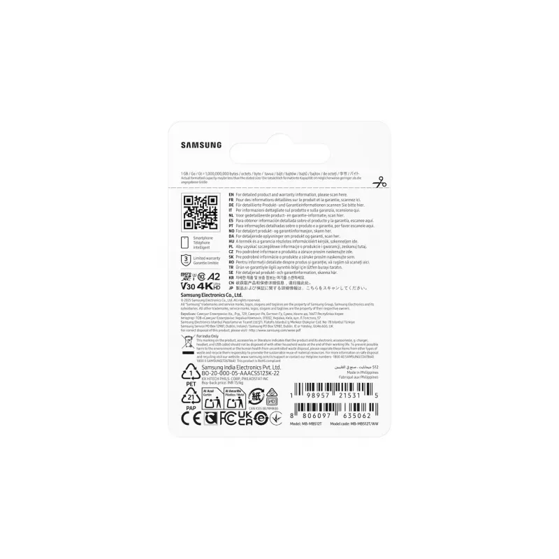 Cartão de memória MB-MB512T/WW T7 microSD 512GB