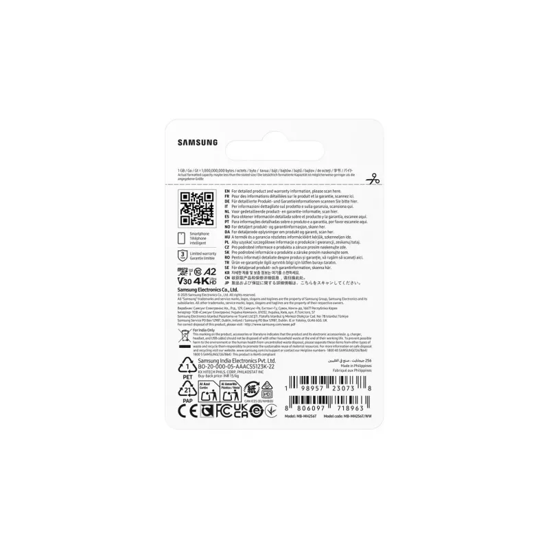 Cartão de memória MB-MH256T/WW T9 microSD 256GB