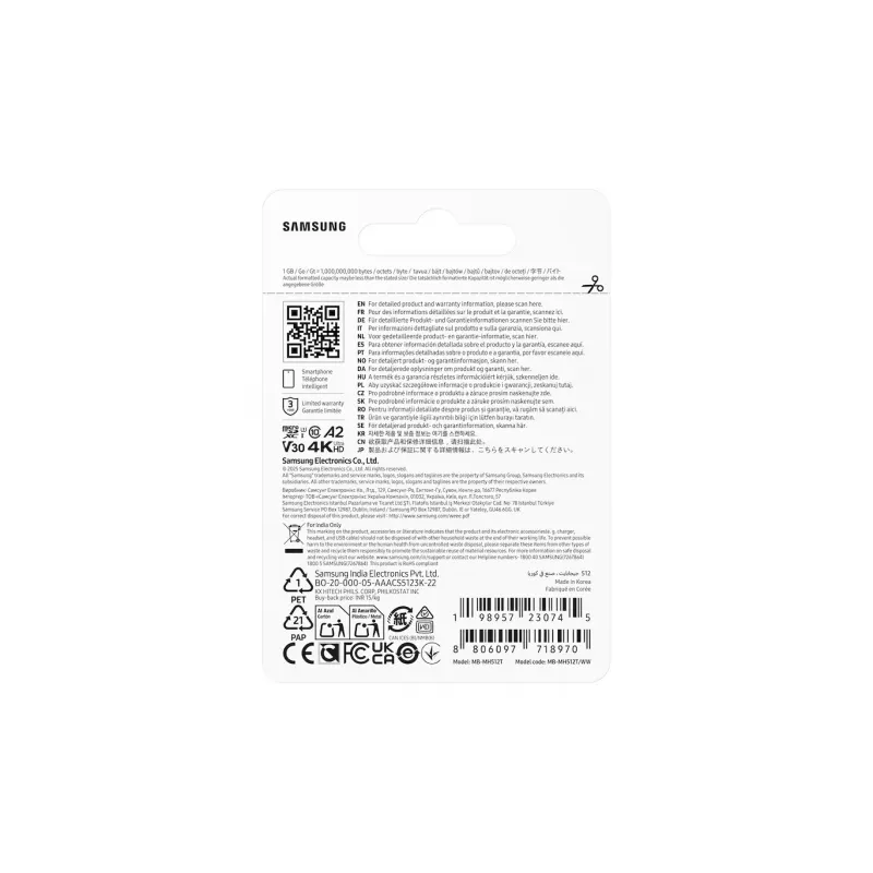 Cartão de memória MB-MH512T/WW T9 microSD 512GB