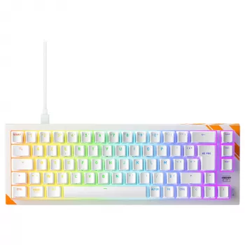 Teclado gaming mecânico Cherry K5 Pro TMR Compact 65% AZERTY RGB com fios USB laranja branco