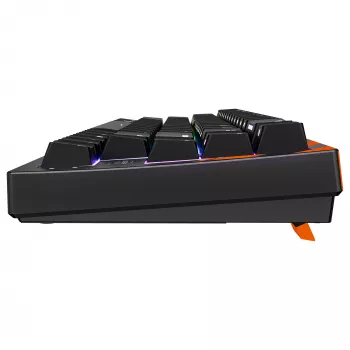 Teclado gaming mecânico Cherry K5 PRO TMR COMPACT — 65% AZERTY, USB com fios, retroiluminação RGB, preto/laranja