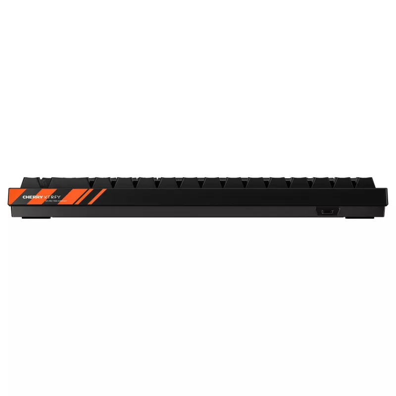 Teclado gaming mecânico Cherry K5 PRO TMR COMPACT — 65% AZERTY, USB com fios, retroiluminação RGB, preto/laranja