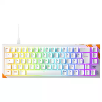Teclado gaming mecânico Cherry K5 Pro TMR Compact — 65% QWERTY USB com fios, RGB, interruptor magnético, laranja/branco