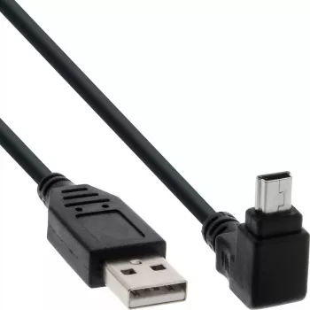 Cabo InLine USB 2.0 USB A macho para Mini-USB B macho, conectores 90° angulados para cima, 1,5 m, preto