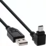 Cabo InLine USB 2.0 USB A macho para Mini-USB B macho, conectores 90° angulados para cima, 1,5 m, preto