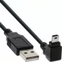 USB Type-A macho / Mini-USB macho 5 pinos angular 90° preto 0,3 m InLine 34203
