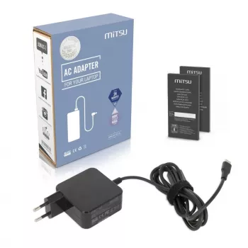 Adaptador de corrente MITSU USB-C 45 W Type-C (preto) — adaptador de corrente USB-C 45W para dispositivos portáteis