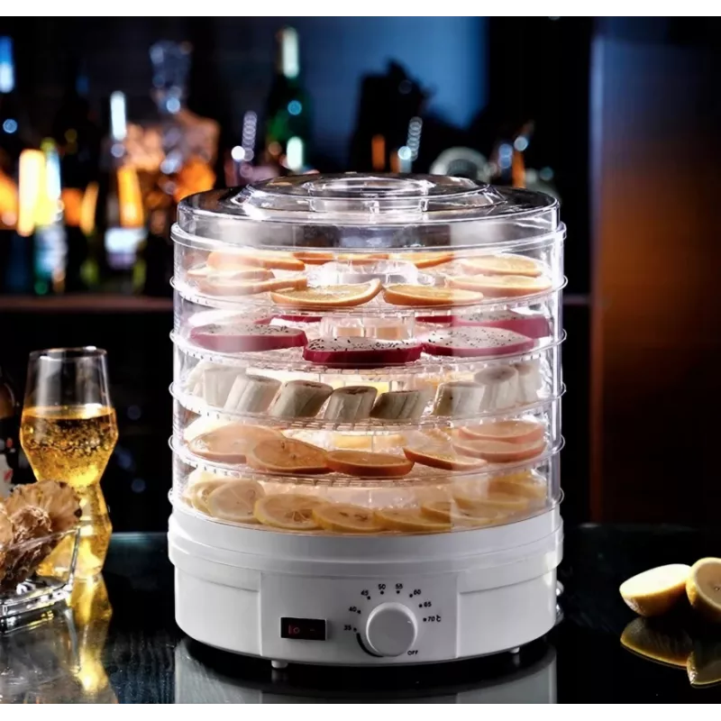 Extralink Home Desidratador grande para cogumelos, fruta, legumes e ervas Pro potente 500W + 5 tabuleiros 27cm branco