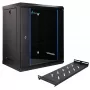 Extralink Lite 12U 530X400 Armário rack de parede preto com prateleira