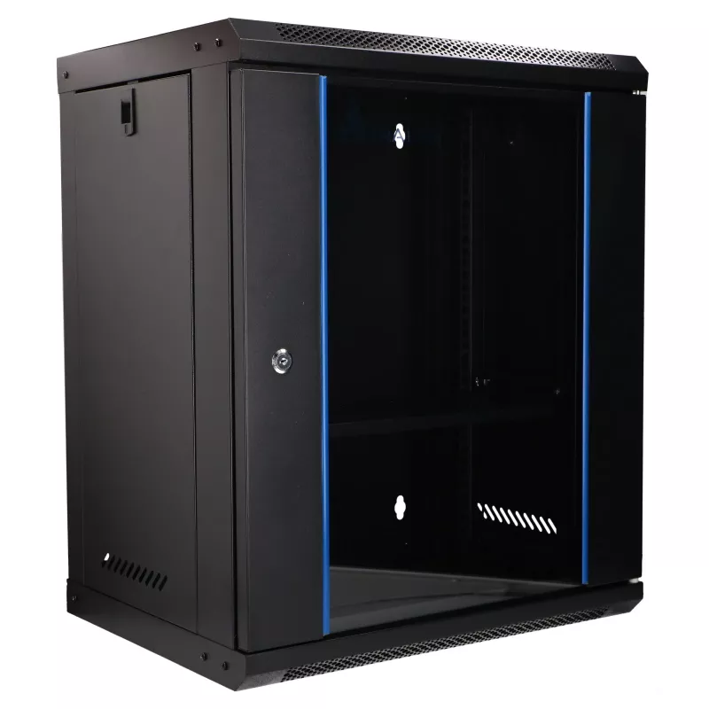 Extralink Lite 12U 530X400 Armário rack de parede preto com prateleira