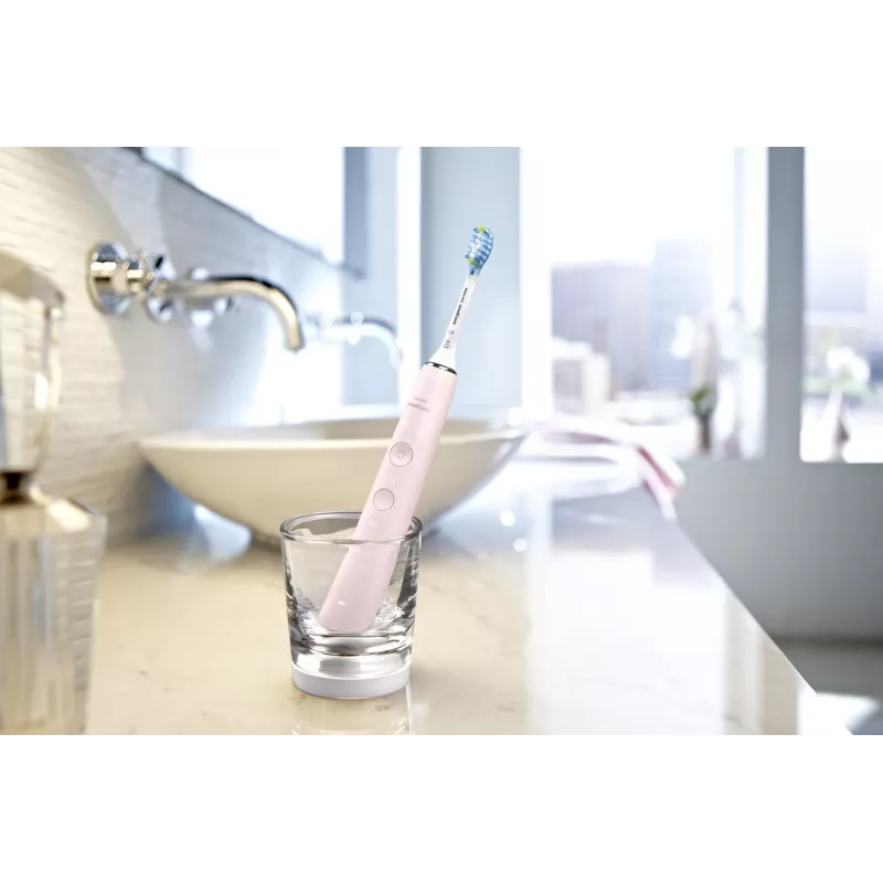 Escova de dentes elétrica sónica Philips DiamondClean 9000 HX9911/29 — para adultos, bateria de iões de lítio integrada, modos Soft e Normal, rosa