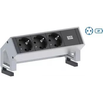 BACHMANN DESK2 1x tomada com contacto de proteção 1x carregador USB aço inoxidável (902.5712)