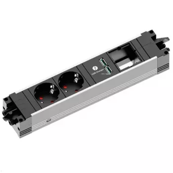 Régua de tomadas Bachmann STEP ALU 1x USB 1x módulo personalizado 2x tomada