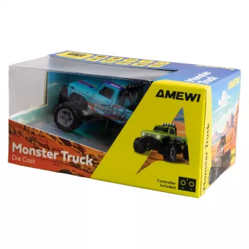 Monster Truck RC Amewi DieCast 1:64 RTR azul – escala diecast 1:64, pronto a usar
