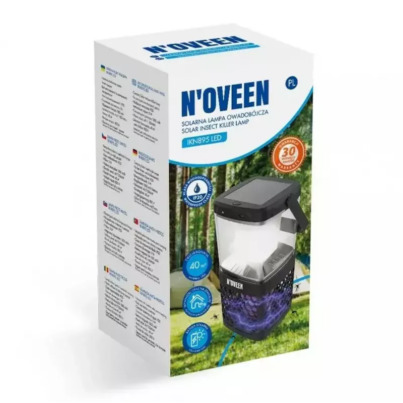 Lâmpada inseticida NOVEEN IKN895 LED IP20 alimentada por energia solar para interiores
