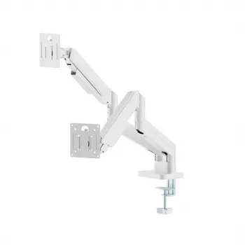 Suporte para monitor GEMBIRD MA-DA2-06-W para ecrãs de 17–32 polegadas, montagem por aperto/calha de mesa, branco