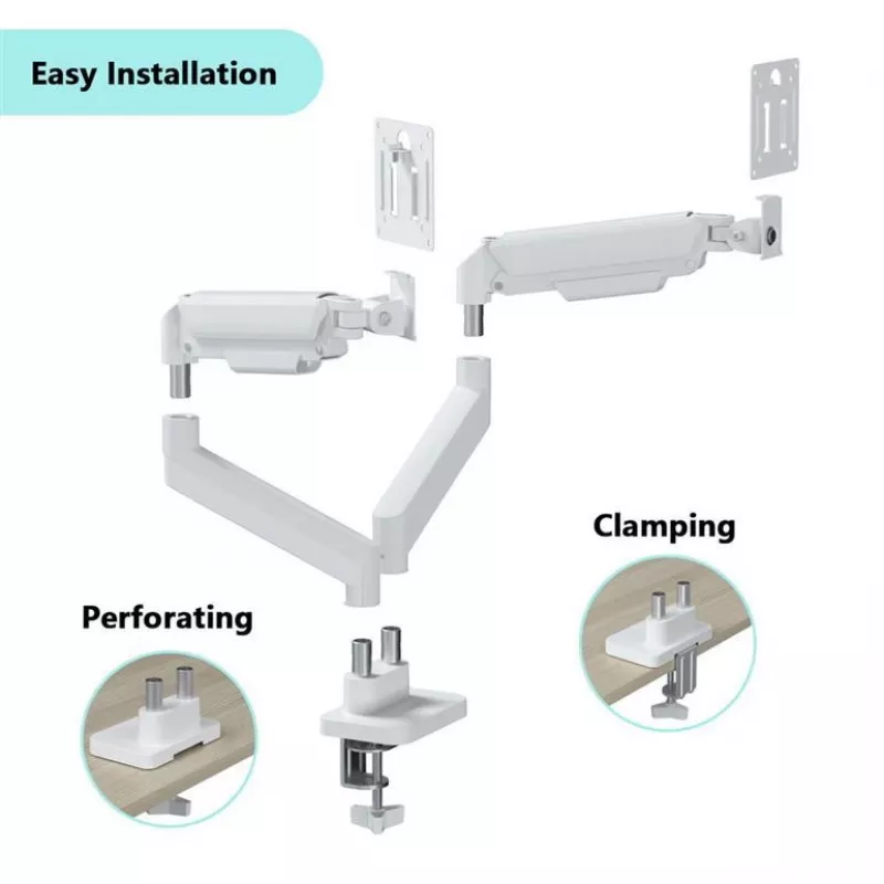 Suporte para monitor GEMBIRD MA-DA2-06-W para ecrãs de 17–32 polegadas, montagem por aperto/calha de mesa, branco