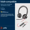 Auscultador com microfone HP Poly Blackwire 8225 USB-C, com fios, escritório/call center, 185 g, auscultador com microfone, preto