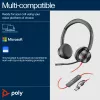 Auscultador com microfone HP Poly Blackwire 8225 USB-C, com fios, escritório/call center, 185 g, auscultador com microfone, preto