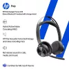 Headset HP Poly Voyager Focus 2-M USB-C-C Adaptador USB-C/A Base de carregamento Poly+ 3 anos