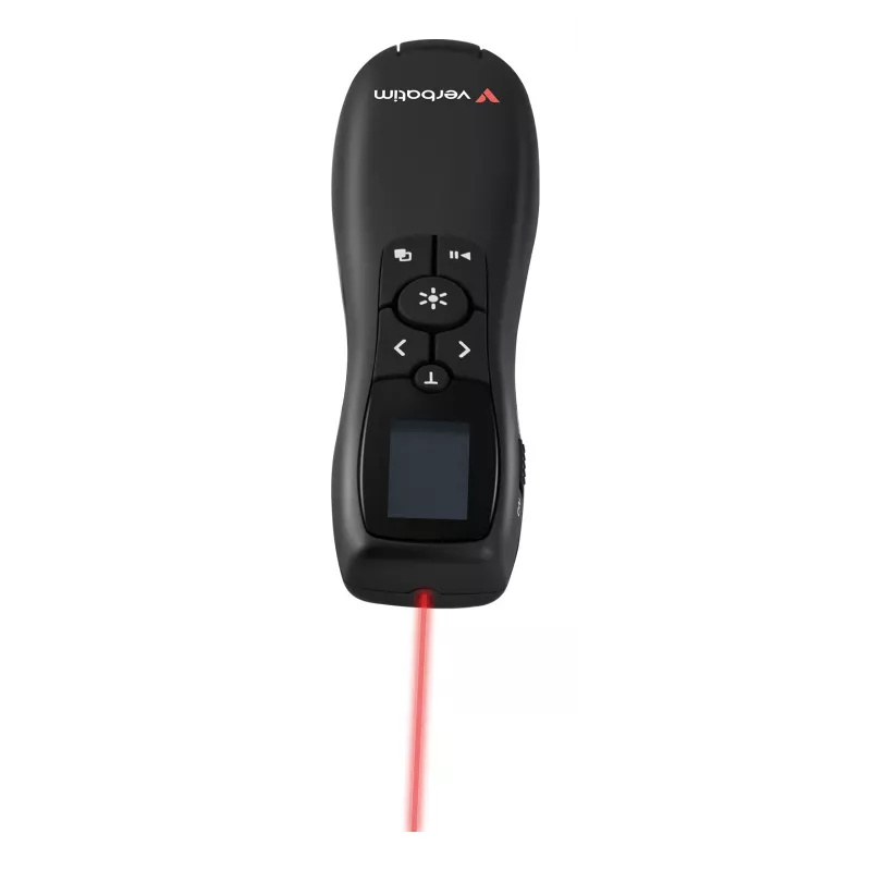 Apresentador sem fios Verbatim Keynote com visor LCD, RF, USB, 30 m, Preto