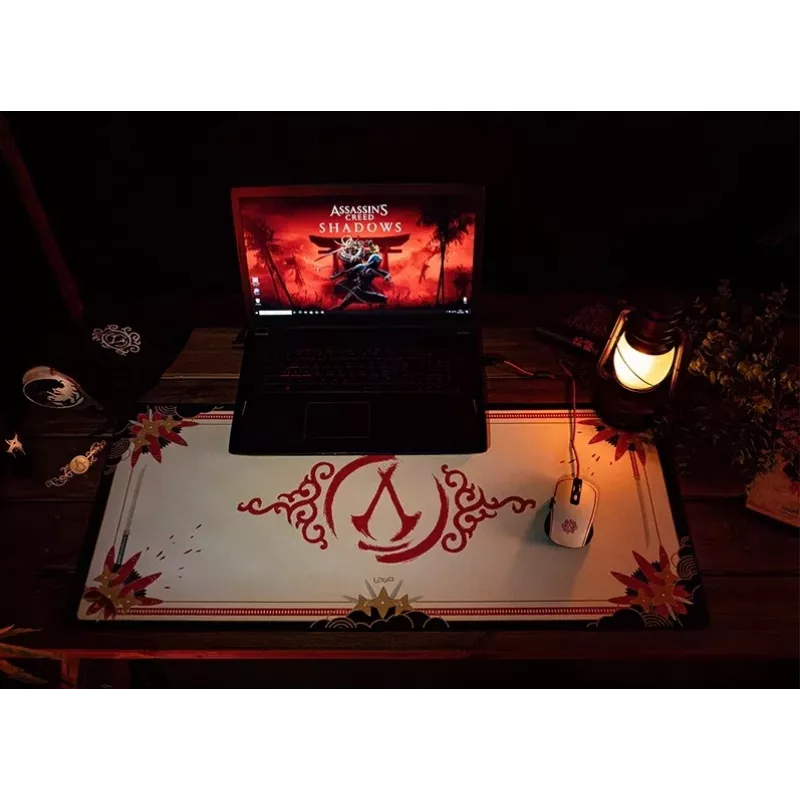 Tapete de rato Lexip X Ubisoft - Assassin's Creed - Shadows XXL, Preto, Dourado, Vermelho, Branco, imagem, base antiderrapante, tapete de rato gaming