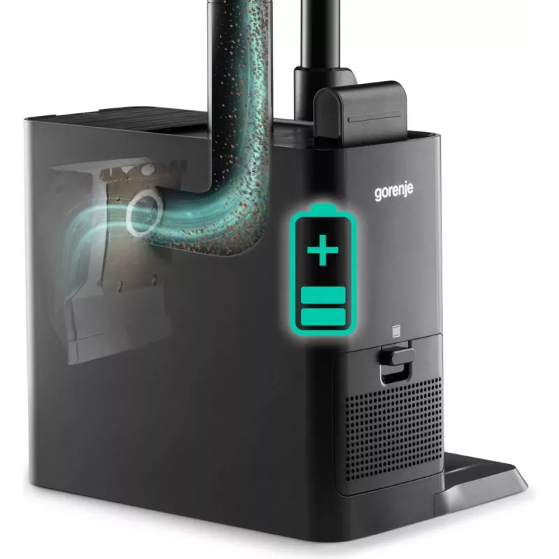 Aspirador vertical 2 em 1 Gorenje SVC296749NEBL a bateria seco HEPA sem saco 0,6 l 550 W antracite