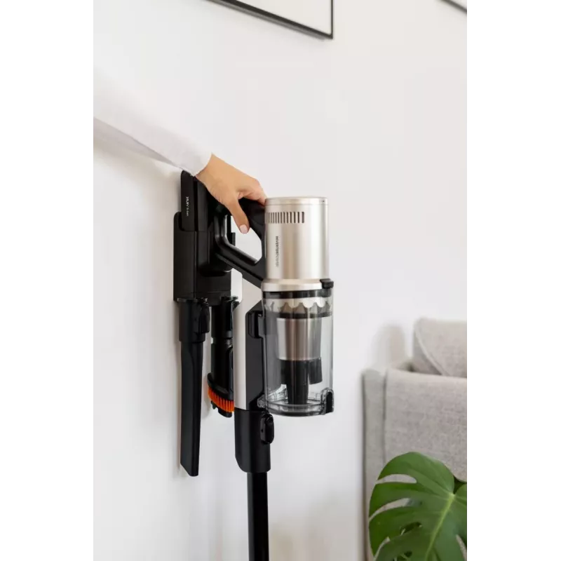 Aspirador vertical 2 em 1 Gorenje SVC259441NFGO bateria seco HEPA sem saco 0,6 l 350 W dourado