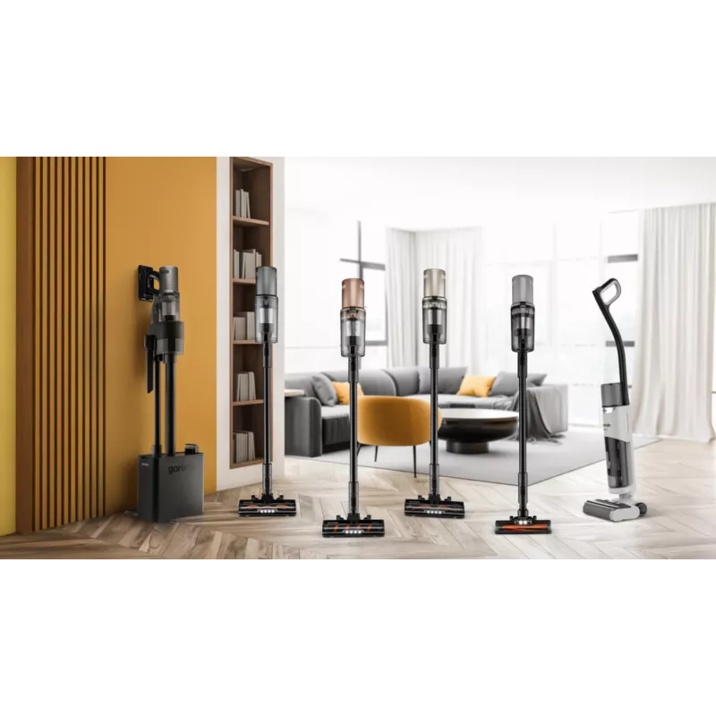 Aspirador vertical 2 em 1 Gorenje SVC259441NFGO bateria seco HEPA sem saco 0,6 l 350 W dourado