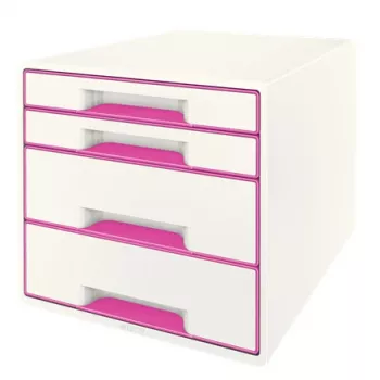 Gaveteiro Leitz WOW Cube 4 gavetas, 4 gavetas, plástico, rosa, branco, 1 unid., 287 mm, 270 mm