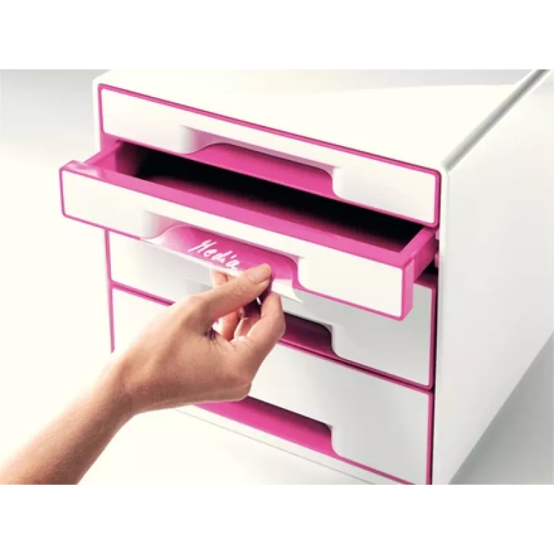 Gaveteiro Leitz WOW Cube 4 gavetas, 4 gavetas, plástico, rosa, branco, 1 unid., 287 mm, 270 mm