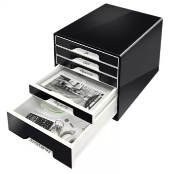 Gaveteiro Leitz Desk Cube 5 gavetas, 5 gavetas, plástico, preto, 1 unid., 270 mm, 287 mm
