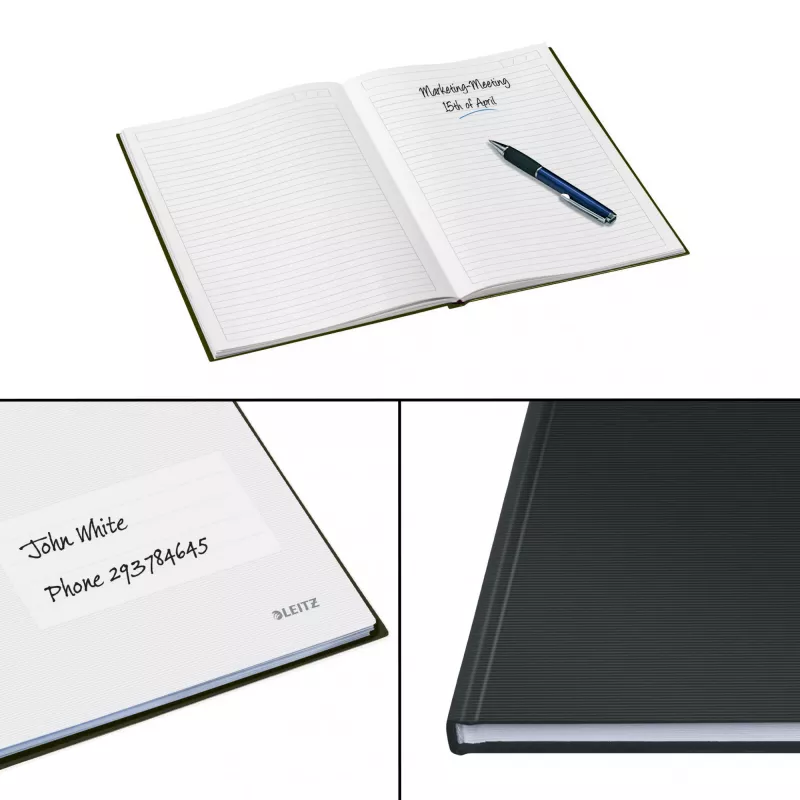Caderno Leitz Solid capa dura A5 pautado 90 g 80 folhas, monocromático, preto, A5, 80 folhas, brilhante, 80 g/m²