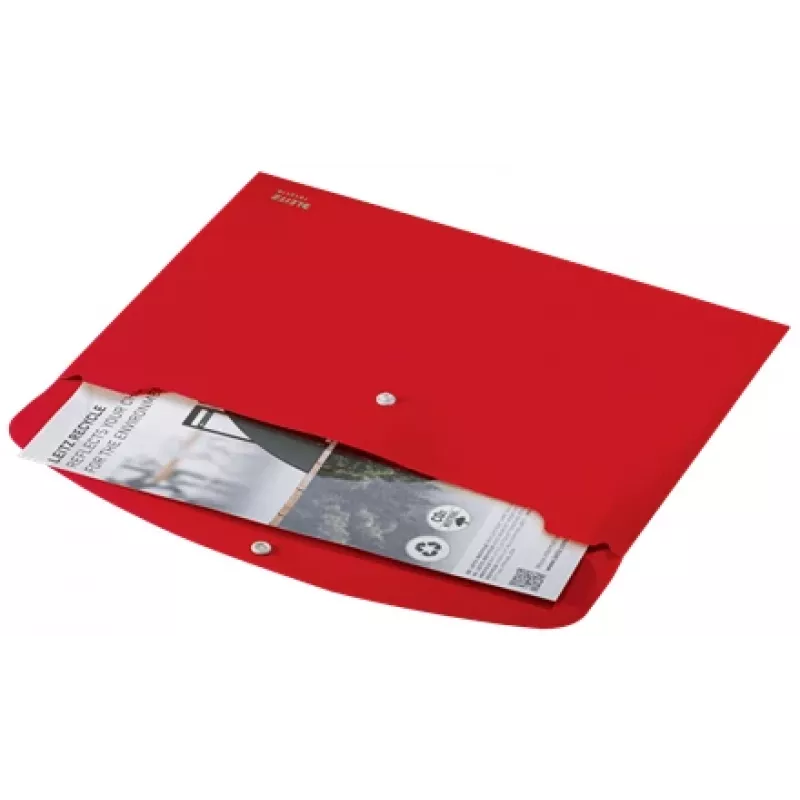 Pasta de documentos Leitz Recycle, pasta de envelope, A4, polipropileno (PP), vermelho, horizontal, 60 folhas