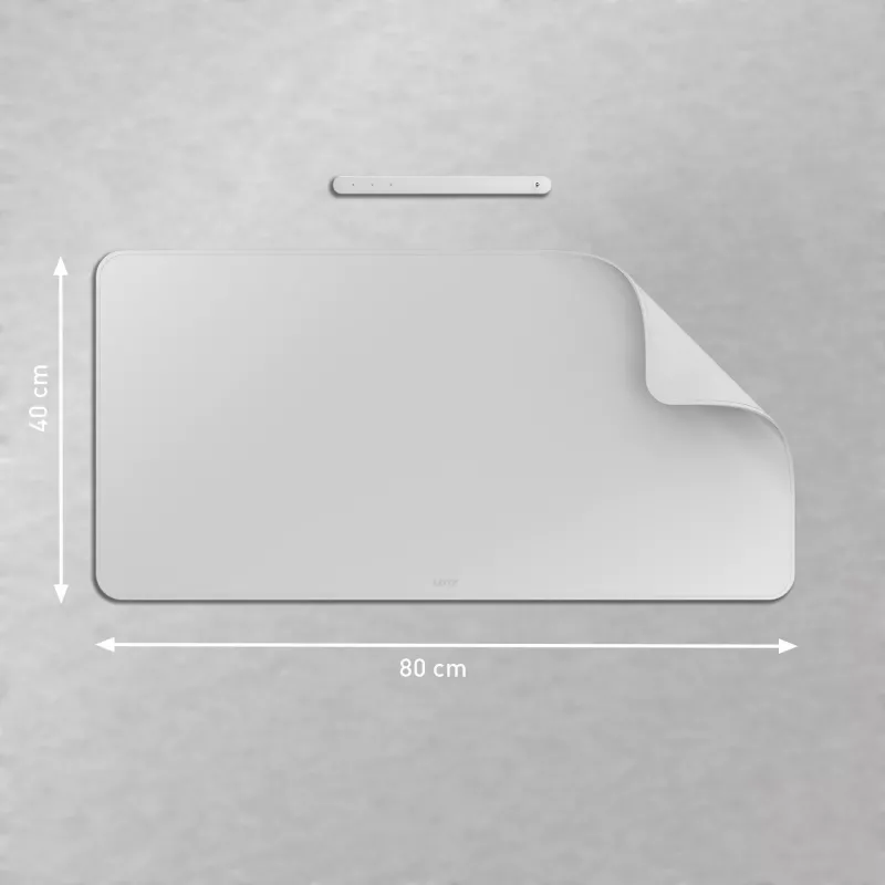 Tapete de secretária grande Leitz, cinzento, policloreto de vinilo (PVC), 400 mm, 800 mm, 2 mm, 350 g