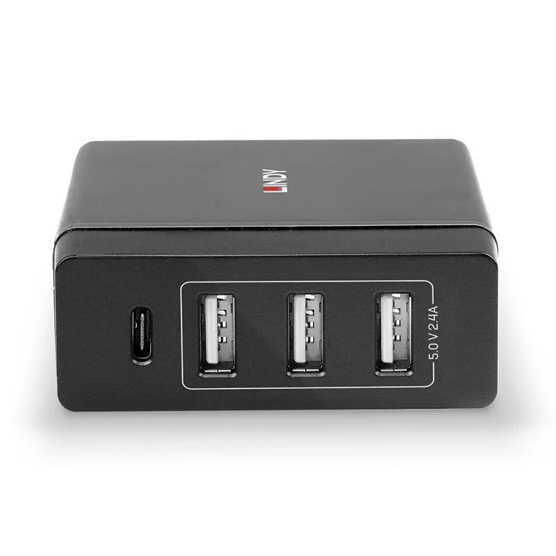 Carregador inteligente Lindy 4 Portas USB Type-C e A com Power Delivery, 72W