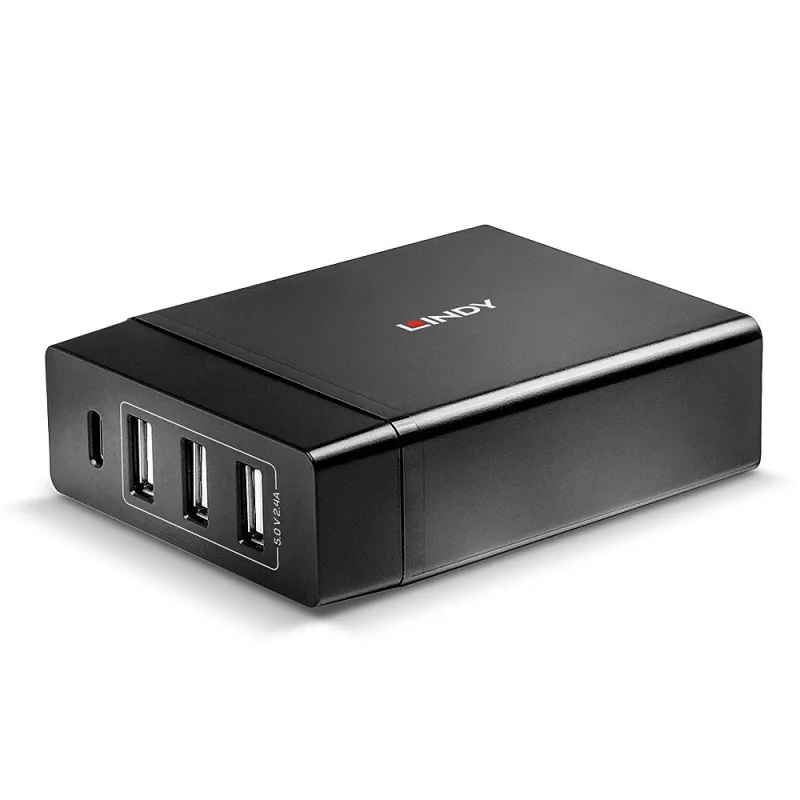Carregador inteligente Lindy 4 Portas USB Type-C e A com Power Delivery, 72W
