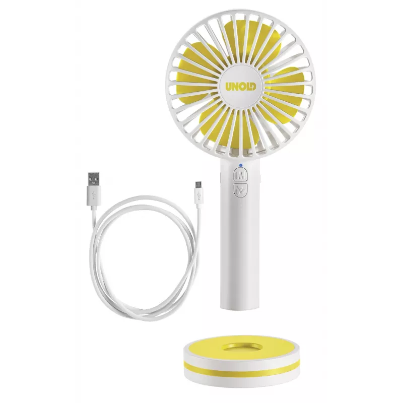 Ventilador de mão Unold Breezy 86610, branco/amarelo