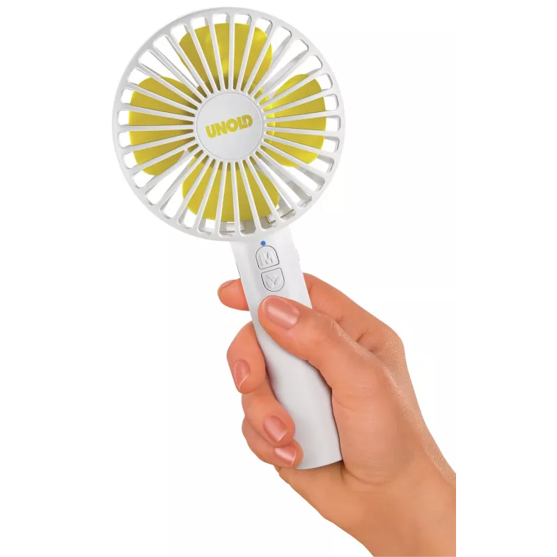 Ventilador de mão Unold Breezy 86610, branco/amarelo