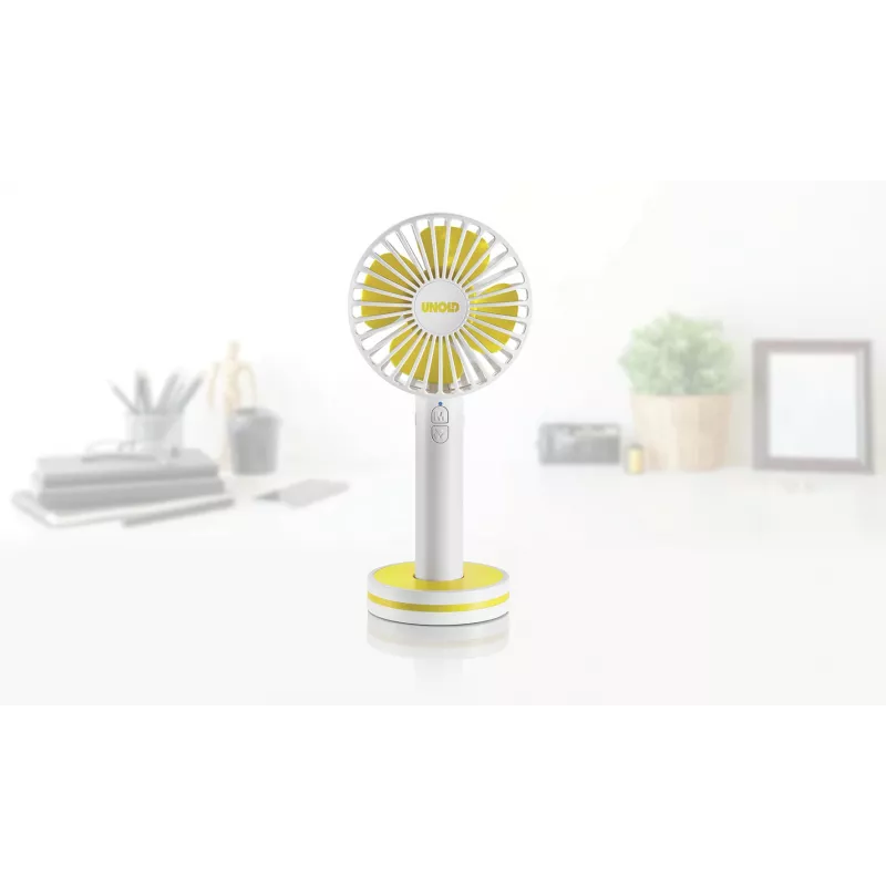Ventilador de mão Unold Breezy 86610, branco/amarelo