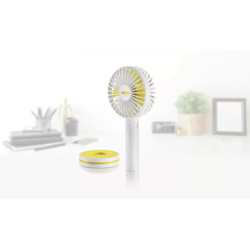 Ventilador de mão Unold Breezy 86610, branco/amarelo