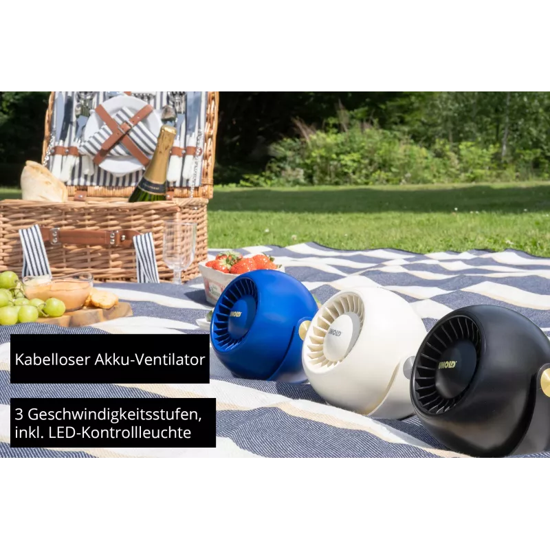 Ventilador pessoal compacto Unold Breezy Bowl 86679, preto/azul