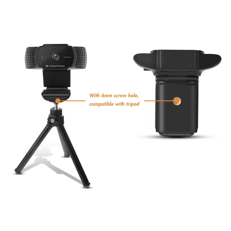 Webcam Conceptronic AMDIS 2K Super HD com autofoco e microfone