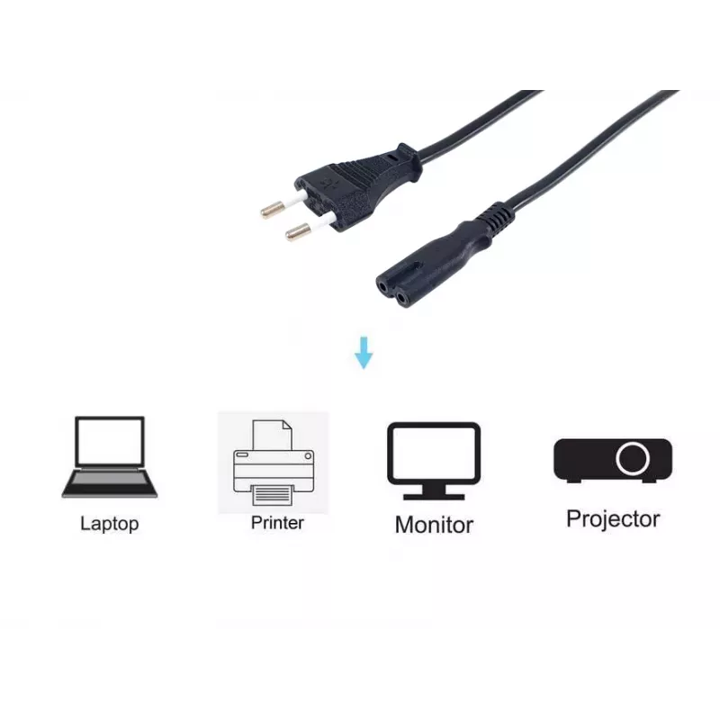 Cabo de alimentação de alta qualidade Equip, C7 para euro de 2 polos, 3,0 m, 3 m, 2 polos, conector fêmea C7, H03VVH2-F, 250 V, 2,5 A