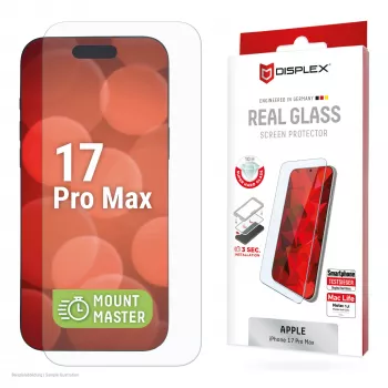 Proteção de ecrã em vidro temperado e.v.i. Displex (10H) para Apple iPhone 17 Pro Max — resistente a riscos, choques e sujidade, 1 unid.