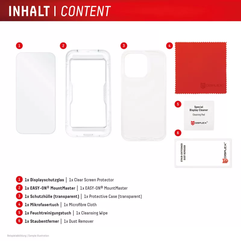 Proteção de ecrã + capa e.v.i. para Apple iPhone 17 Pro – Vidro temperado, transparente, resistente a riscos e choques