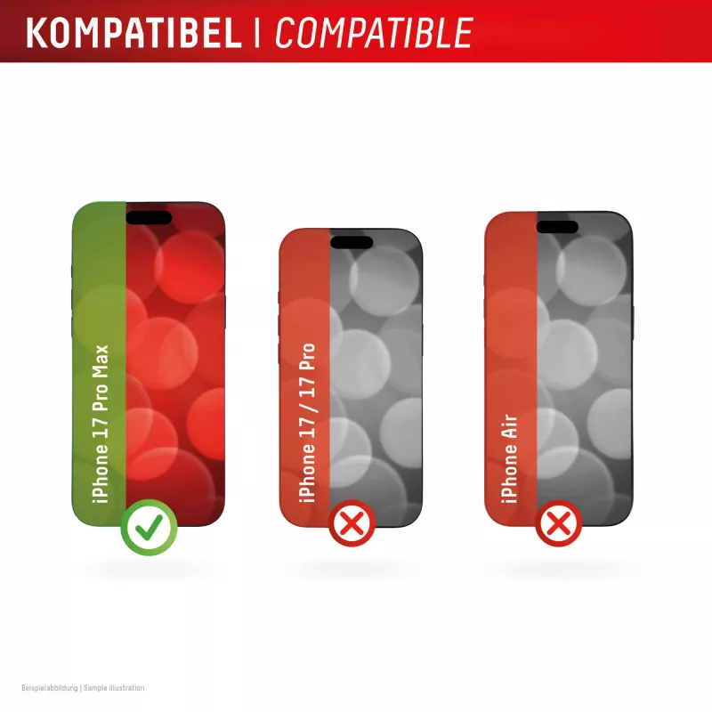 Película de proteção de ecrã e capa para Apple iPhone 17 Pro Max da e.v.i. — Vidro temperado, transparente, resistente a riscos e choques